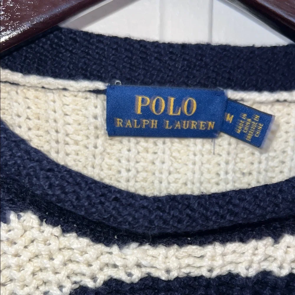 Polo by Ralph Lauren Women's Navy and Ivory Striped Sweater - Picture 2 of 8